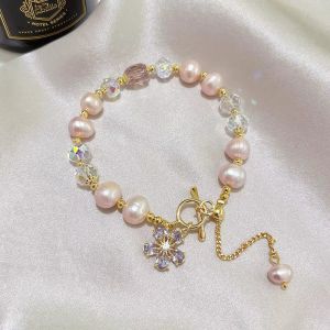 Bratara "Aurora Bloom" din perle si cristale