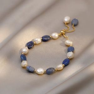 Bratara "Mystic Pulse" din perle naturale si lapis lazului 