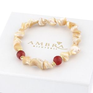 Bratara "Sandy Sun" din sidef natural si agat
