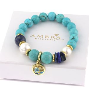 Bratara "Costal Vibes" din turcoaz si laspis lazuli