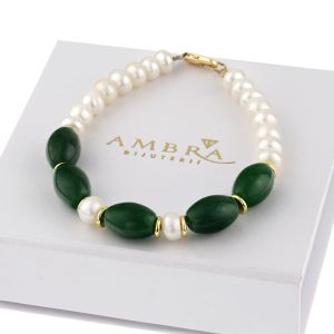Bratara "Soft Nature" din perle naturale si jad