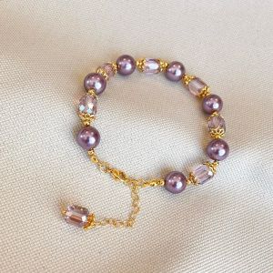 Bratara "Bold Purple" din perle si cristale