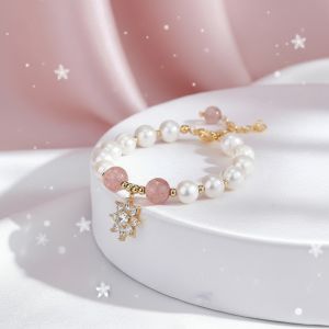 Bratara "Cherry Flake" din perle naturale