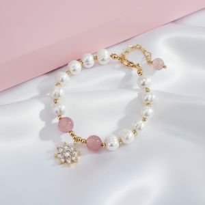 Bratara "Cherry Flake" din perle naturale