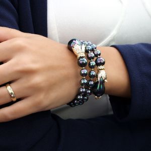 Bratara "Midnight Glow" din perle de Mallorca