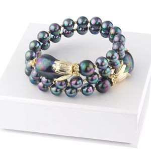 Bratara "Midnight Glow" din perle de Mallorca