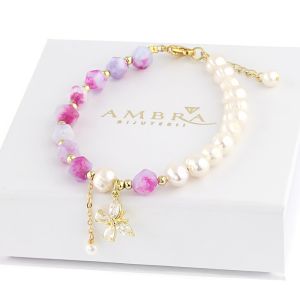 Bratara "Aurore" din din jad si perle naturale