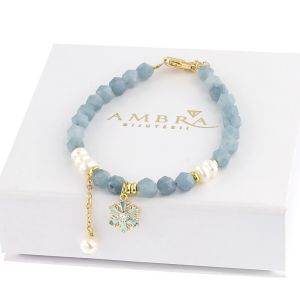 Bratara "Aspen" din acvamarin si perle naturale