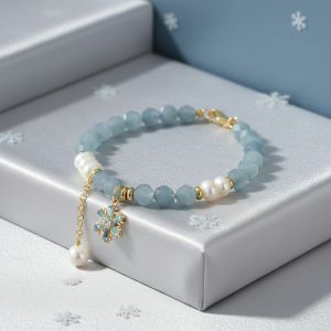 Bratara "Aspen" din acvamarin si perle naturale