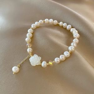 Bratara "Soft White" din perle naturale