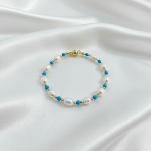 Bratara "Seavelle" din perle naturale si turcoaz