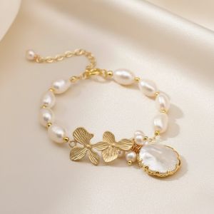 Bratara "Golden Flora" din perle