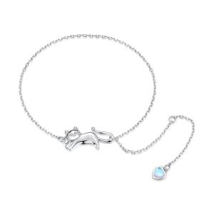 Bratara "Sleepy cat" din argint