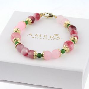 Bratara "Peonia Blush" din jad multicolor