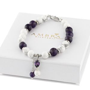 Bratara "Purple Calm" din ametist si howlit