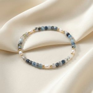 Bratara "Blue Crush" din acvamarin si perle naturale