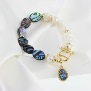 Bratara "Liquid Sea" din perle naturale si sidef Paua