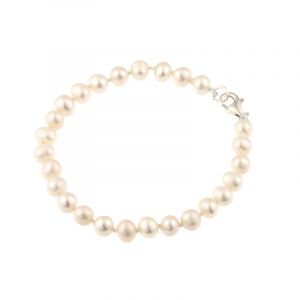 Bratara din perle naturale albe 6 - 7 mm AA+ si argint