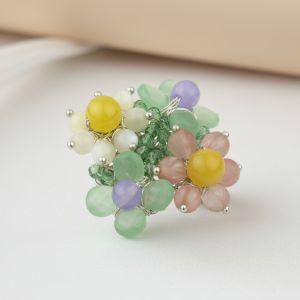 Brosa "Bouquet" din cuart, jad si sidef