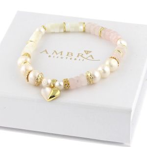 Bratara "Amuria" din cuart, sidef si perle naturale