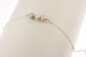 Bratara din argint si perle naturale multicolore 7-8 mm, calitate AAA