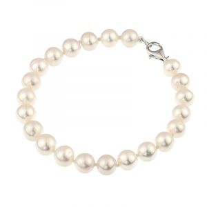Bratara din perle naturale albe 8 - 9 mm AA si argint