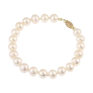 Bratara perle naturale albe 7 - 9 mm AAA+ si inchizatoare aur 14k
