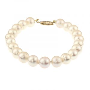 Bratara perle naturale albe 7 - 9 mm AAA+ si inchizatoare aur gold filled