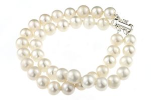Bratara doua siraguri din perle naturale 6 - 8 mm A si argint