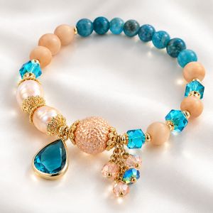 Bratara "Jupiter Glow" din perle si ochi de pisica