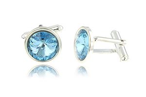 Butoni din argint si Swarovski Aquamarine