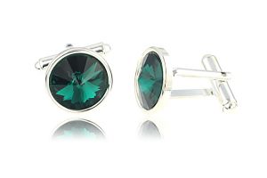 Butoni din argint si Swarovski Emerald