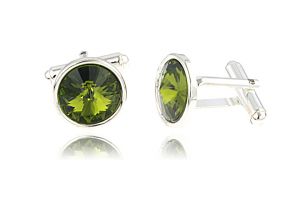 Butoni din argint si Swarovski Olivine