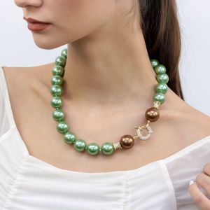 Colier "Monaco" din perle de Mallorca si rhinestone auriu