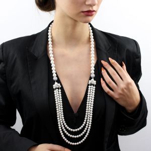 Colier exclusivist din perle de Mallorca , rhinestone si cristale