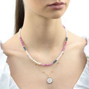 Set doua coliere "Varsator" din perle naturale, jad si sidef