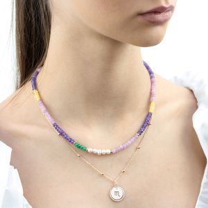 Set doua coliere "Scorpion" din perle naturale, jad si sidef