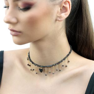 Colier choker "Dizzy Love" din jad si agat druzy