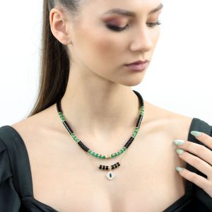 Set "Cleopatra" din agat, cristale si elemente placate cu aur 18k