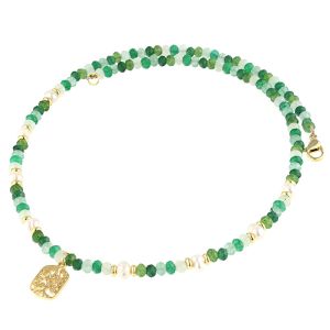 Colier "Green Garden" din perle naturale, jad si elemente placate cu aur 18k