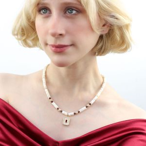 Colier "Blush" din sidef, rhinestone si cristale Swarovski