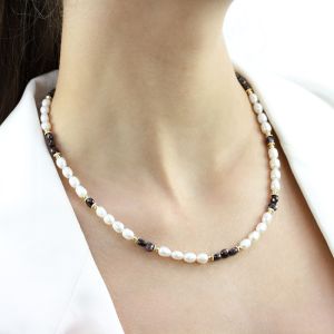 Colier "Sympathy" din perle naturale si granat