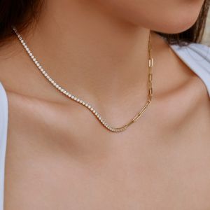 Colier "Golden Era" din argint placat cu aur 18k si cristale