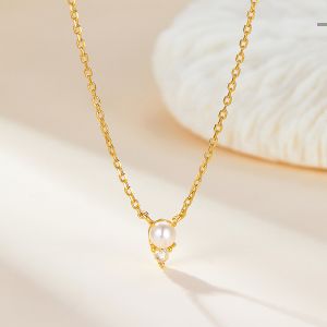 Colier din argint placat cu aur 18k, cristale si perla