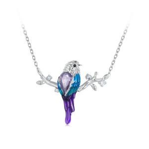 Colier "Purple bird" din argint