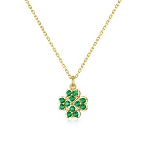 Colier "Green clover" din argint si cristale