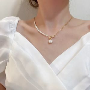 Colier "Suave" placat cu aur si perle