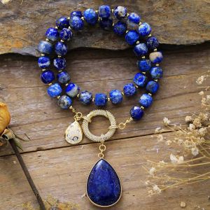 Colier din lapis lazuli si cristale