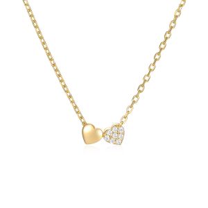 Colier "Due cuori" din argint si cristale