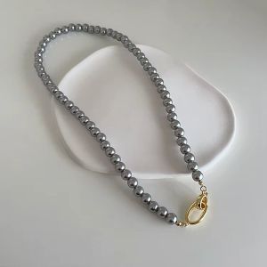 Colier "Storm" din perle gri
